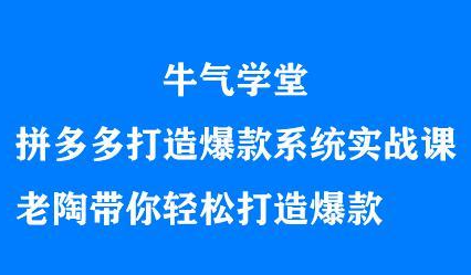 牛气学堂拼多多打造爆款系统实战课，老陶带你轻松打造爆款-廉价云资源网