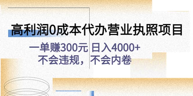 高利润0成本代办营业执照项目：不会违规，不会内卷-廉价云资源网