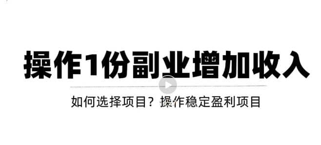 新手如何通过操作副业增加收入，从项目选择到玩法分享！【视频教程】-廉价云资源网