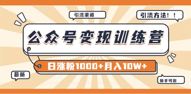 【某公众号变现营第二期】0成本日涨粉1000+让你月赚10W+（8月24号更新）-廉价云资源网