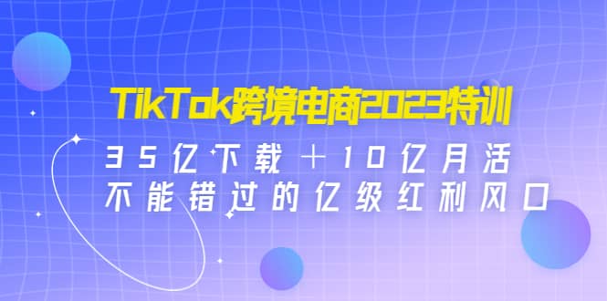 TikTok跨境电商2023特训：35亿下载＋10亿月活，不能错过的亿级红利风口-廉价云资源网