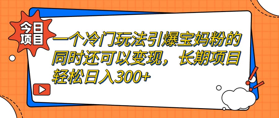 一个冷门玩法引爆宝妈粉的同时还可以变现，长期项目轻松日入300+-廉价云资源网