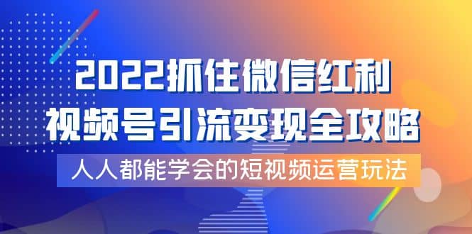 2022抓住微信红利，视频号引流变现全攻略，人人都能学会的短视频运营玩法-廉价云资源网
