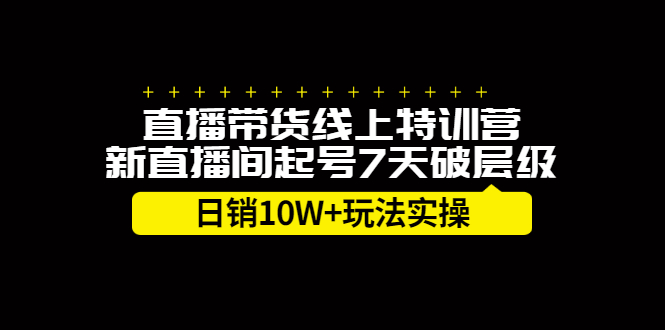 直播带货线上特训营，新直播间起号7天破层级日销10万玩法实操-廉价云资源网