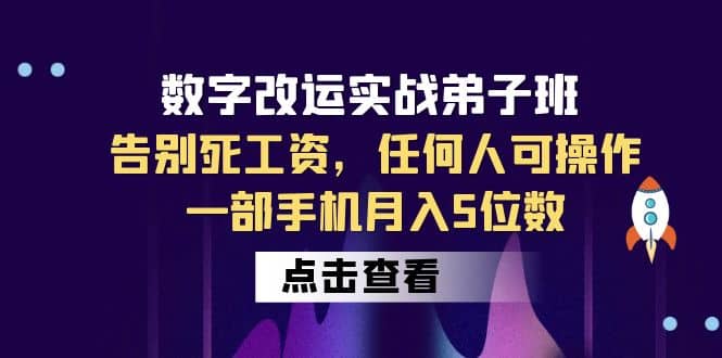 数字 改运实战弟子班：告别死工资，任何人可操作，一部手机月入5位数-廉价云资源网