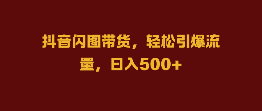 抖音闪图带货，轻松引爆流量，日入500+-廉价云资源网
