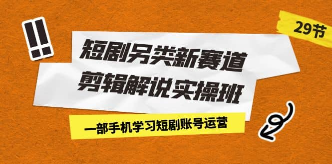 短剧另类新赛道剪辑解说实操班：一部手机学习短剧账号运营（29节 价值500）-廉价云资源网