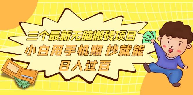 三个最新无脑搬砖项目，小白用手机照抄就能日入过百-廉价云资源网