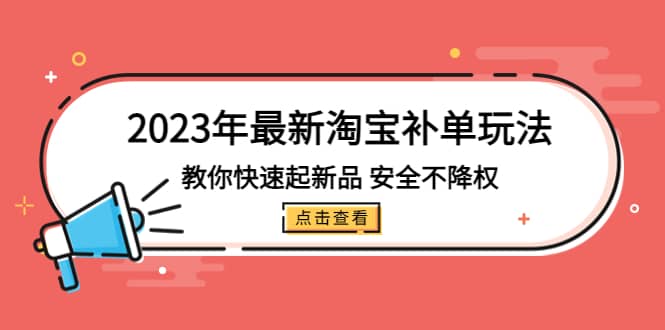 2023年最新淘宝补单玩法，教你快速起·新品，安全·不降权（18课时）-廉价云资源网