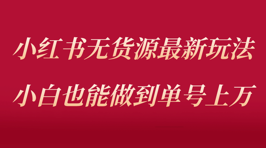 小红书无货源最新螺旋起号玩法，电商小白也能做到单号上万（收费3980）-廉价云资源网