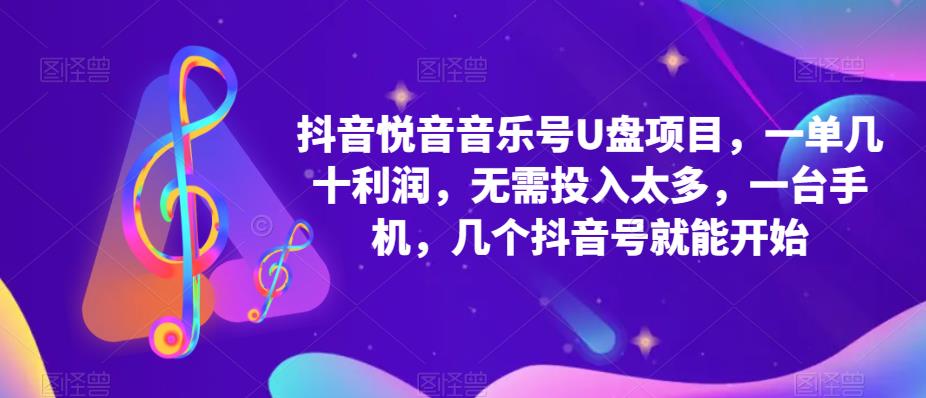 抖音音乐号U盘项目 一单几十利润 无需投入太多 一台手机 几个抖音号就开始-廉价云资源网