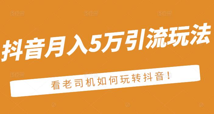 老古董·抖音月入5万引流玩法，看看老司机如何玩转抖音(附赠：抖音另类引流思路)-廉价云资源网