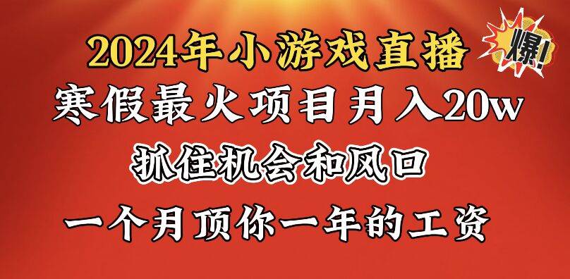 2024年寒假爆火项目，小游戏直播月入20w+，学会了之后你将翻身-廉价云资源网