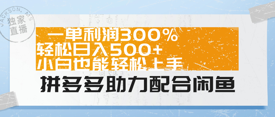 拼多多助力配合闲鱼 一单利润300% 轻松日入500+ 小白也能轻松上手！-廉价云资源网