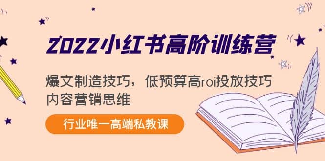 2022小红书高阶训练营：爆文制造技巧，低预算高roi投放技巧，内容营销思维-廉价云资源网