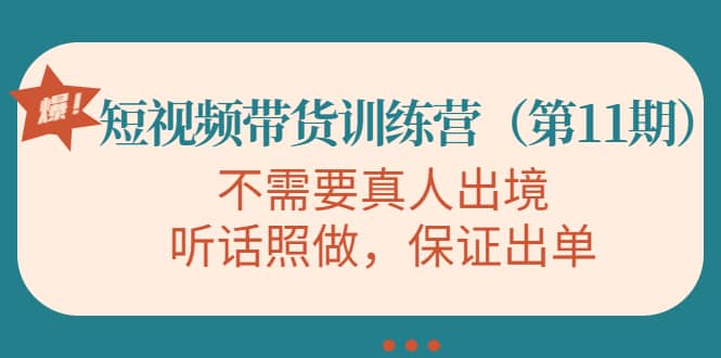 短视频带货训练营（第11期），不需要真人出境，听话照做，保证出单-廉价云资源网