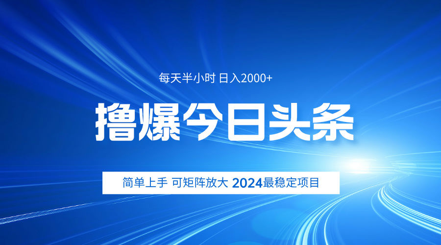 撸爆今日头条，简单无脑日入2000+-廉价云资源网
