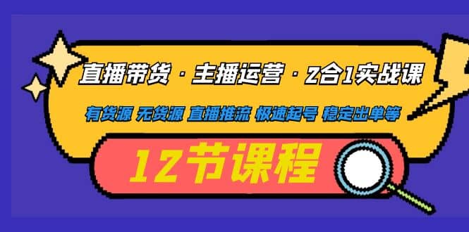 直播带货·主播运营2合1实战课 有货源 无货源 直播推流 极速起号 稳定出单-廉价云资源网