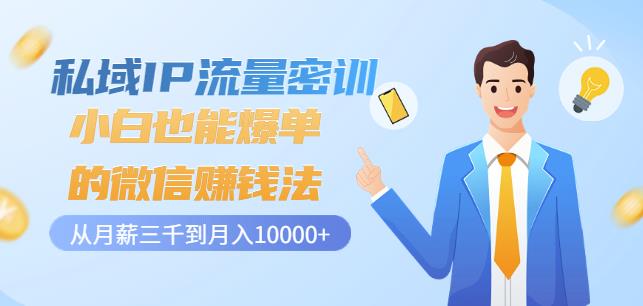 私域IP流量密训：小白也能爆单的微信赚钱法，从月薪三千到月入10000+-廉价云资源网