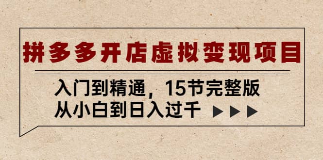 拼多多开店虚拟变现项目：入门到精通（15节完整版）-廉价云资源网