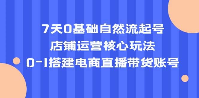 7天0基础自然流起号，店铺运营核心玩法，0-1搭建电商直播带货账号-廉价云资源网