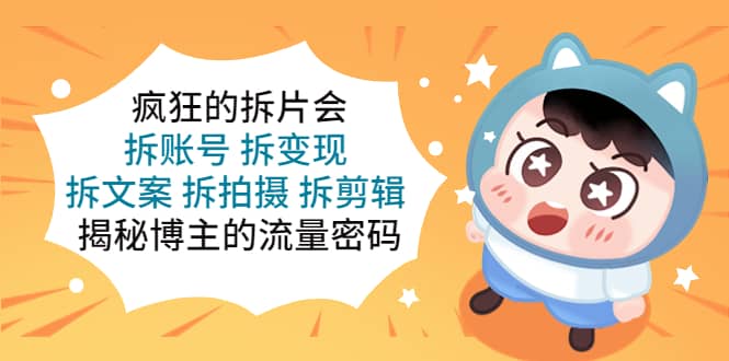 疯狂的拆片会：拆账号 拆变现 拆文案 拆拍摄 拆剪辑 揭秘博主的流量密码-廉价云资源网