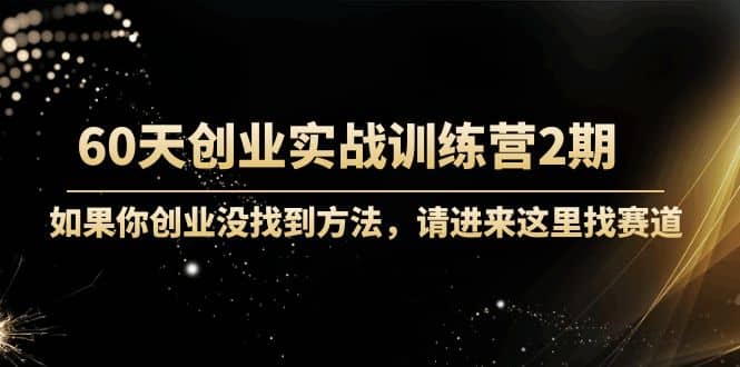 60天创业实战训练营2期：如果你创业没找到方法，进来这里找赛道-价值3000元-廉价云资源网
