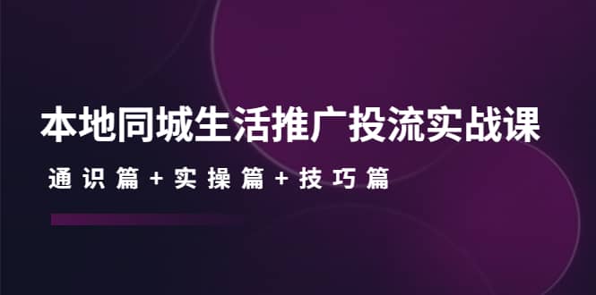 本地同城生活推广投流实战课：通识篇+实操篇+技巧篇-廉价云资源网