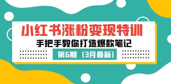 小红书涨粉变现特训·第6期，手把手教你打造爆款笔记（3月新课）-廉价云资源网