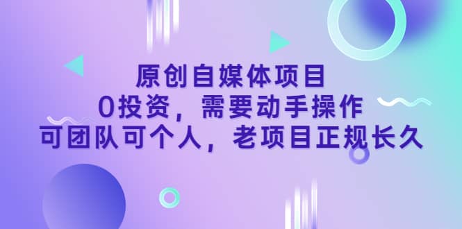 原创自媒体项目，0投资，需要动手操作，可团队可个人，老项目正规长久-廉价云资源网