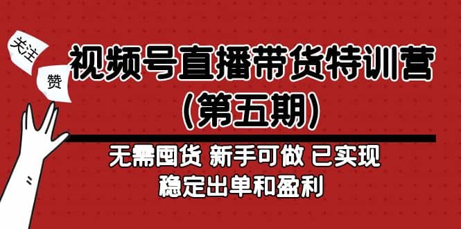 视频号直播带货特训营（第五期）无需囤货 新手可做 已实现稳定出单和盈利-廉价云资源网