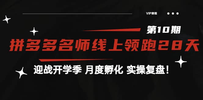 《拼多多名师线上领跑28天-第10期》迎战开学季 月度孵化 实操复盘！-廉价云资源网