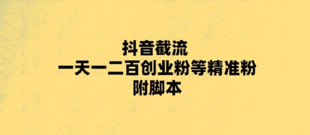 最新抖音截流玩法，一天轻松引流一二百创业精准粉-廉价云资源网