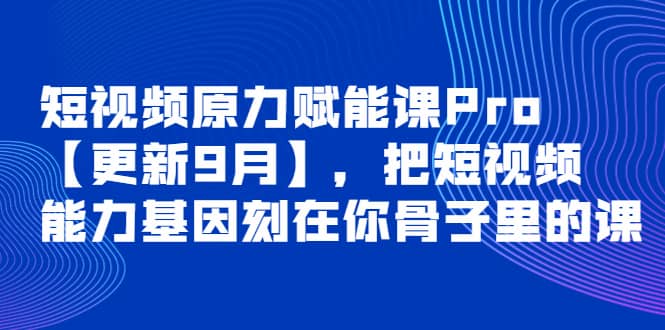 短视频原力赋能课Pro【更新9月】，把短视频能力基因刻在你骨子里的课-廉价云资源网