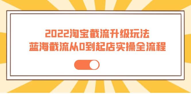 2022淘宝截流升级玩法：蓝海截流从0到起店实操全流程 价值千元-廉价云资源网