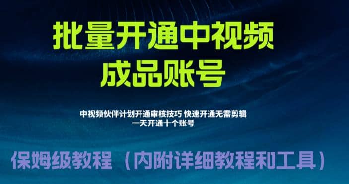 外面收费1980暴力开通中视频计划教程，附 快速通过中视频伙伴计划的办法-廉价云资源网