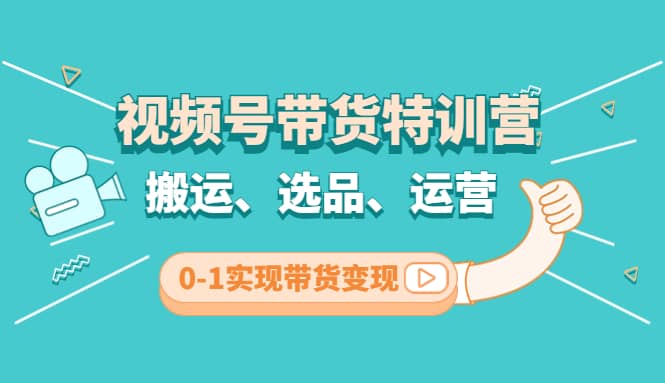 视频号带货特训营(第3期)：搬运、选品、运营、0-1实现带货变现-廉价云资源网