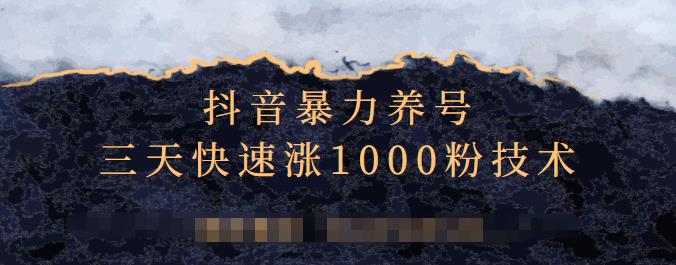 抖音暴力养号，三天快速涨1000粉技术【视频课程】-廉价云资源网