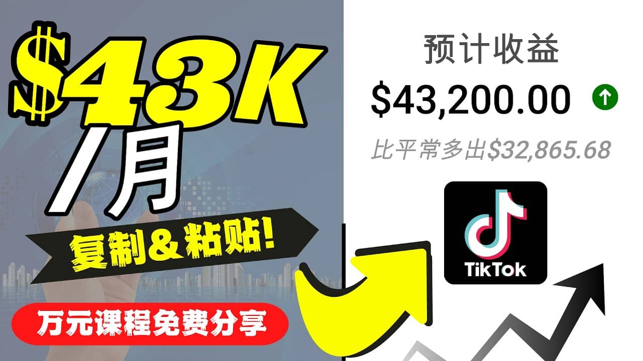 2022抖音国际版Tiktok赚钱项目：每天上传一个视频就轻松月入$43200美元-廉价云资源网