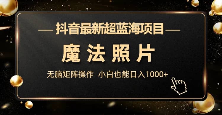 抖音最新超蓝海项目，魔法照片，无脑矩阵操作，小白也能日入1000+-廉价云资源网