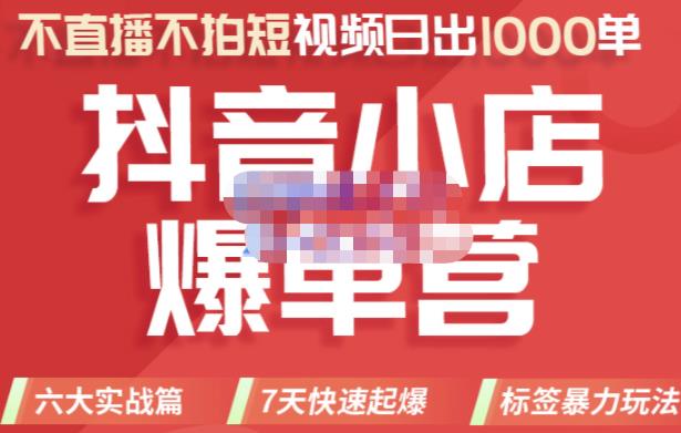 2022年抖音小店爆单营，不直播、不拍短视频、日出1000单，暴力玩法-廉价云资源网