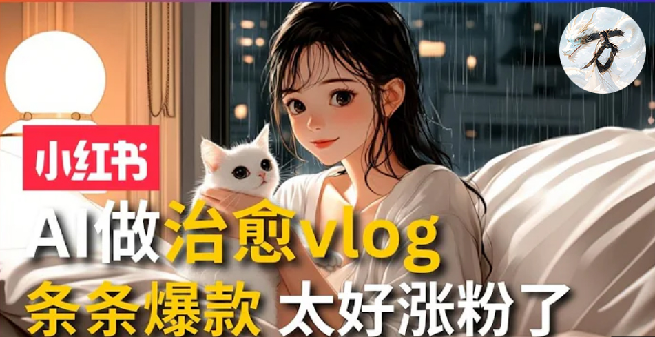 AI治愈系vlog动画视频，小红书7天 涨粉破千，商单报价1500+，0成本制作，日入2000+，有手就会 -廉价云资源网