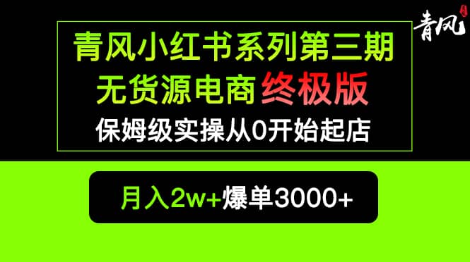 小红书无货源电商爆单终极版【视频教程+实战手册】保姆级实操从0起店爆单-廉价云资源网