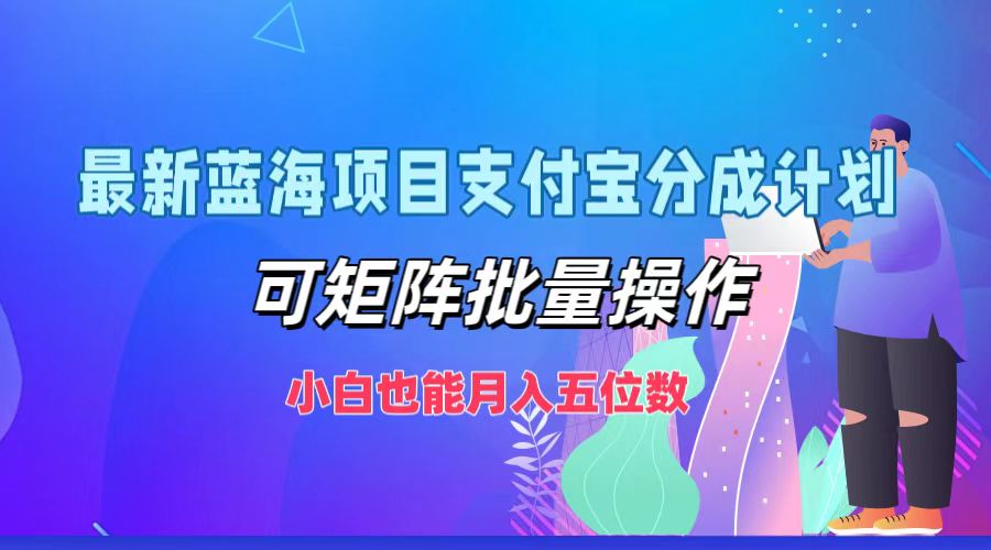 最新蓝海项目支付宝分成计划，小白也能月入五位数，可矩阵批量操作-廉价云资源网