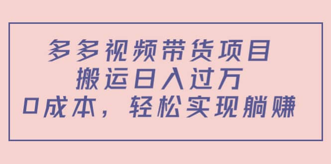 多多视频带货项目（教程+软件）-廉价云资源网