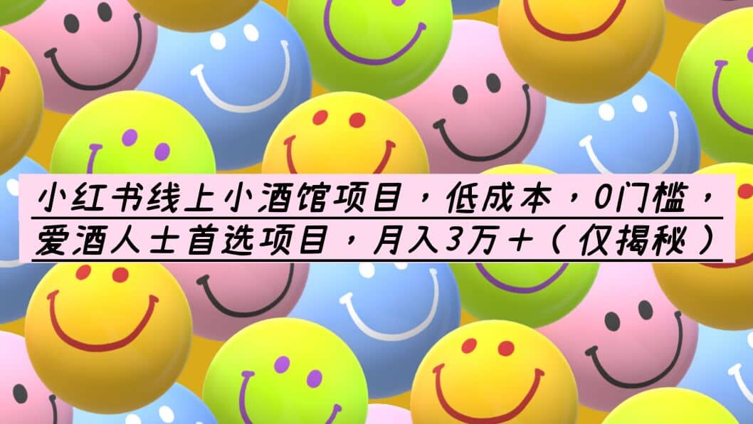 小红书线上小酒馆项目，低成本，0门槛，爱酒人士首选项目，月入3万＋-廉价云资源网