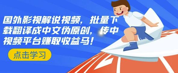 国外影视解说视频，批量下载翻译成中文伪原创，传中视频平台赚取收益-廉价云资源网