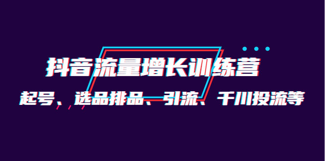 月销1.6亿实操团队·抖音流量增长训练营：起号、选品排品、引流 千川投流等-廉价云资源网