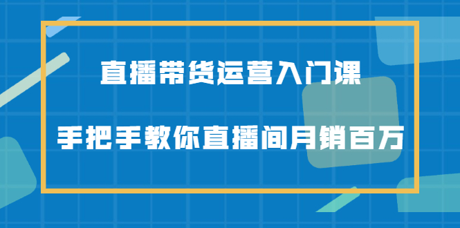 直播带货运营入门课，手把手教你直播间月销百万-廉价云资源网
