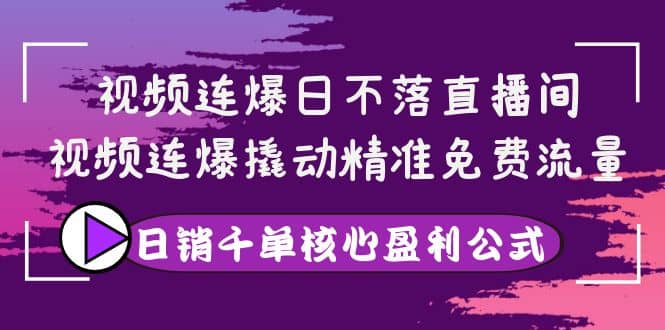 视频连爆日不落直播间，视频连爆撬动精准免费流量，日销千单核心盈利公式-廉价云资源网
